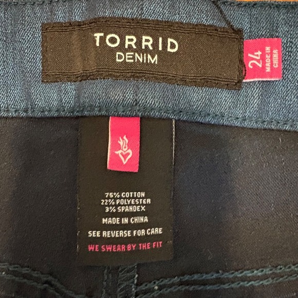 Torrid Womens 24 Denim Blue Premium Metallic Pants Stretchy Skinny NYE Party - Picture 4 of 6